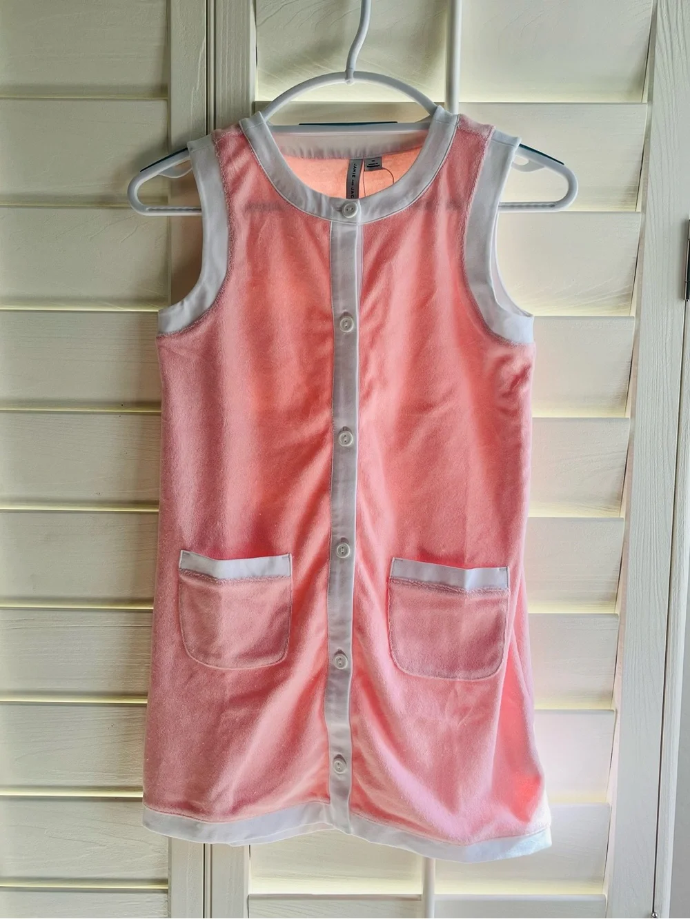 Janie and Jack Peach-Pink Terry Button-Front cover up with White Trim